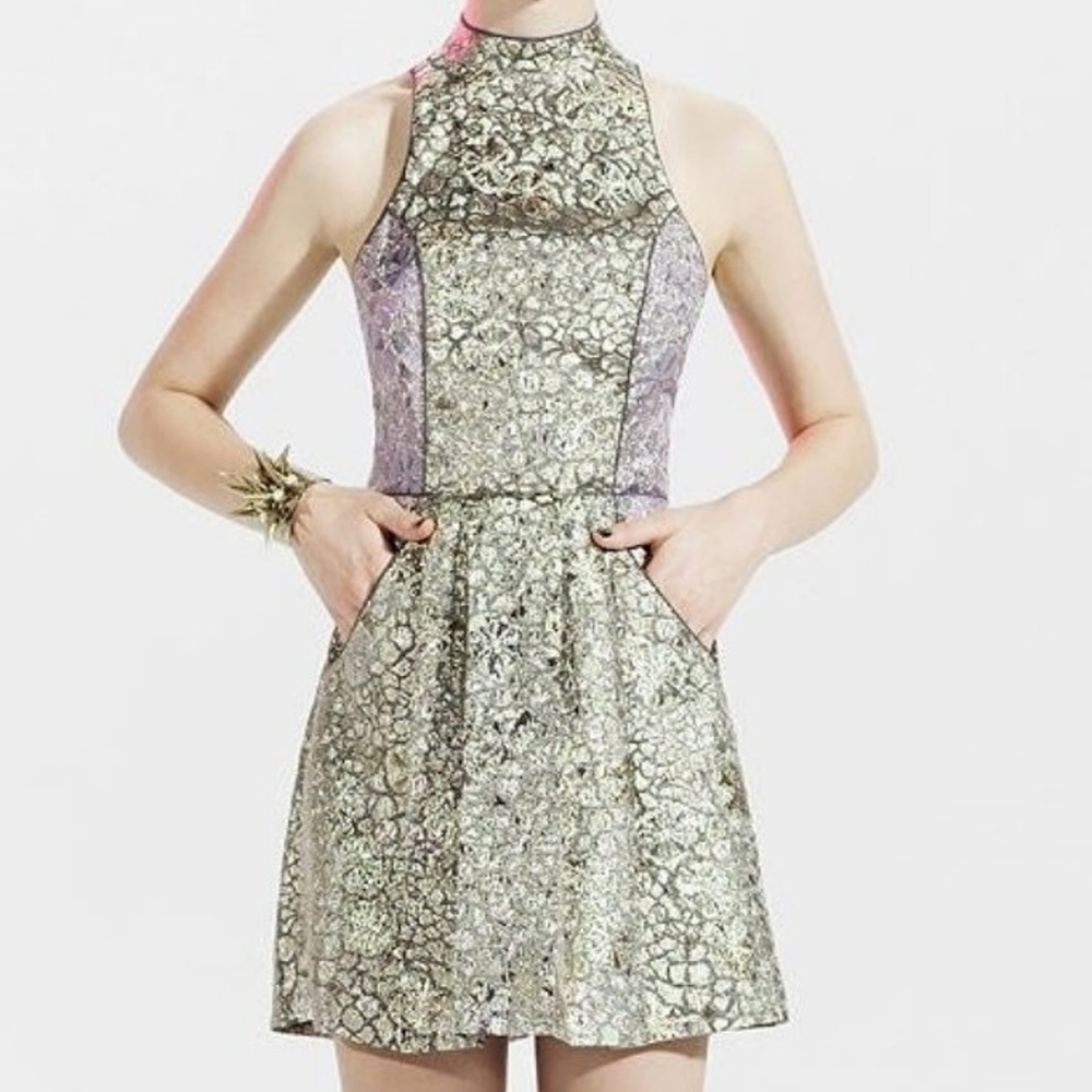 Urban Outfitters | Gold Brocade Dress